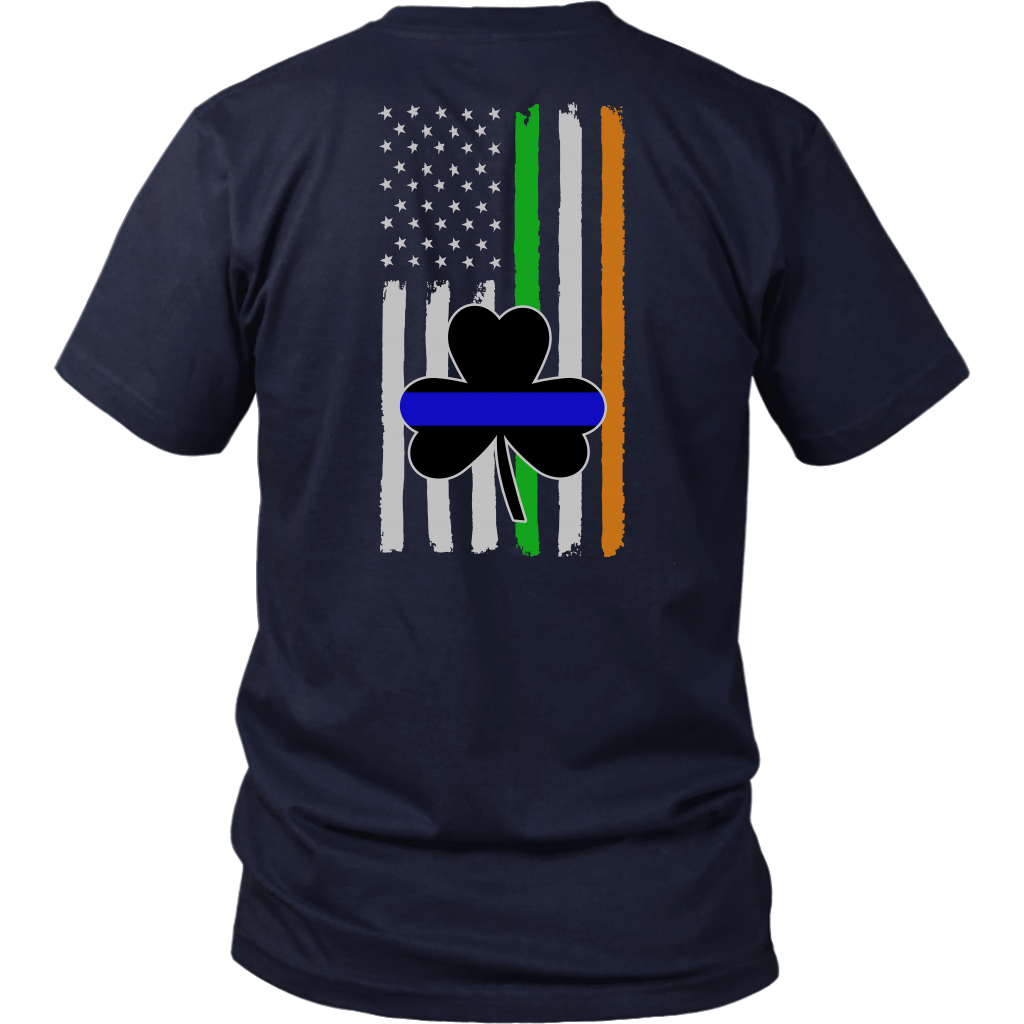 Thin Blue Line Shamrock Distress Irish Flag Shirts & Hoodies