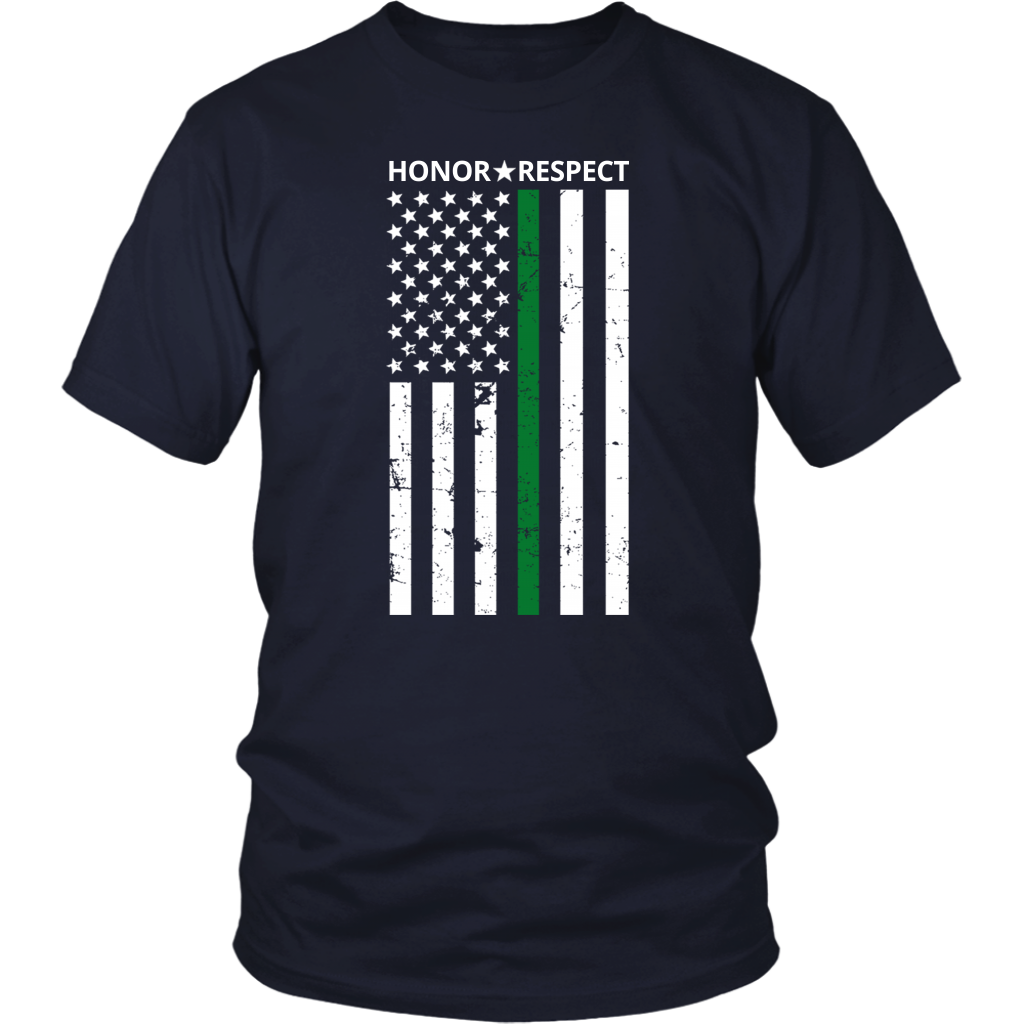 THIN GREEN LINE FLAG HONOR RESPECT SHIRTS AND HOODIES