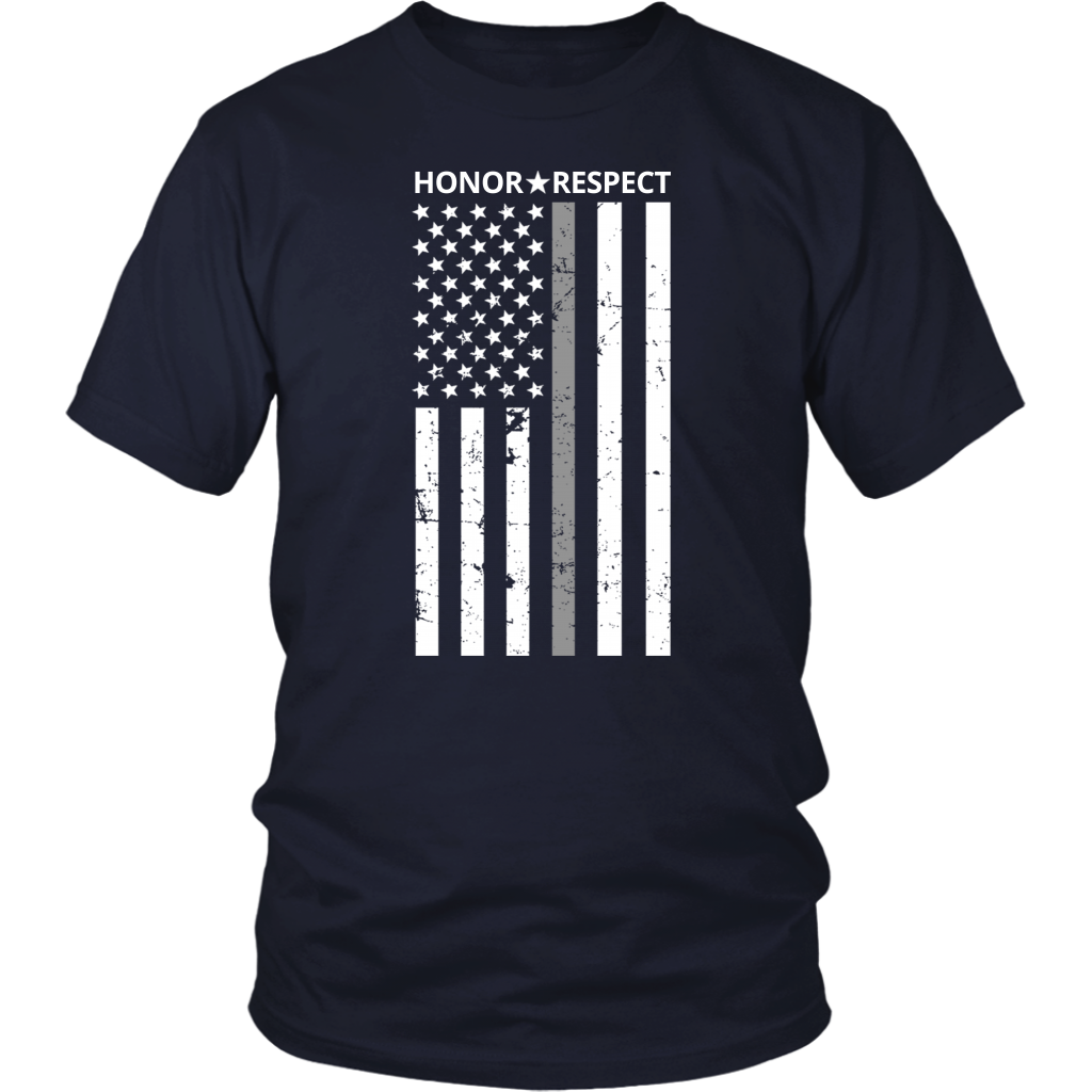 THIN SILVER LINE FLAG HONOR RESPECT SHIRTS AND HOODIES