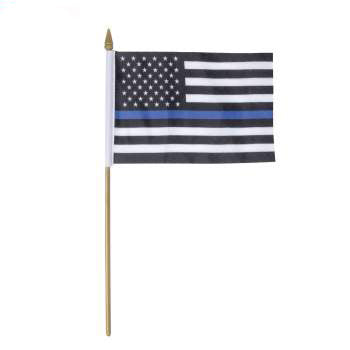 Thin Blue Line Stick Flag, 4 x 6 Inches