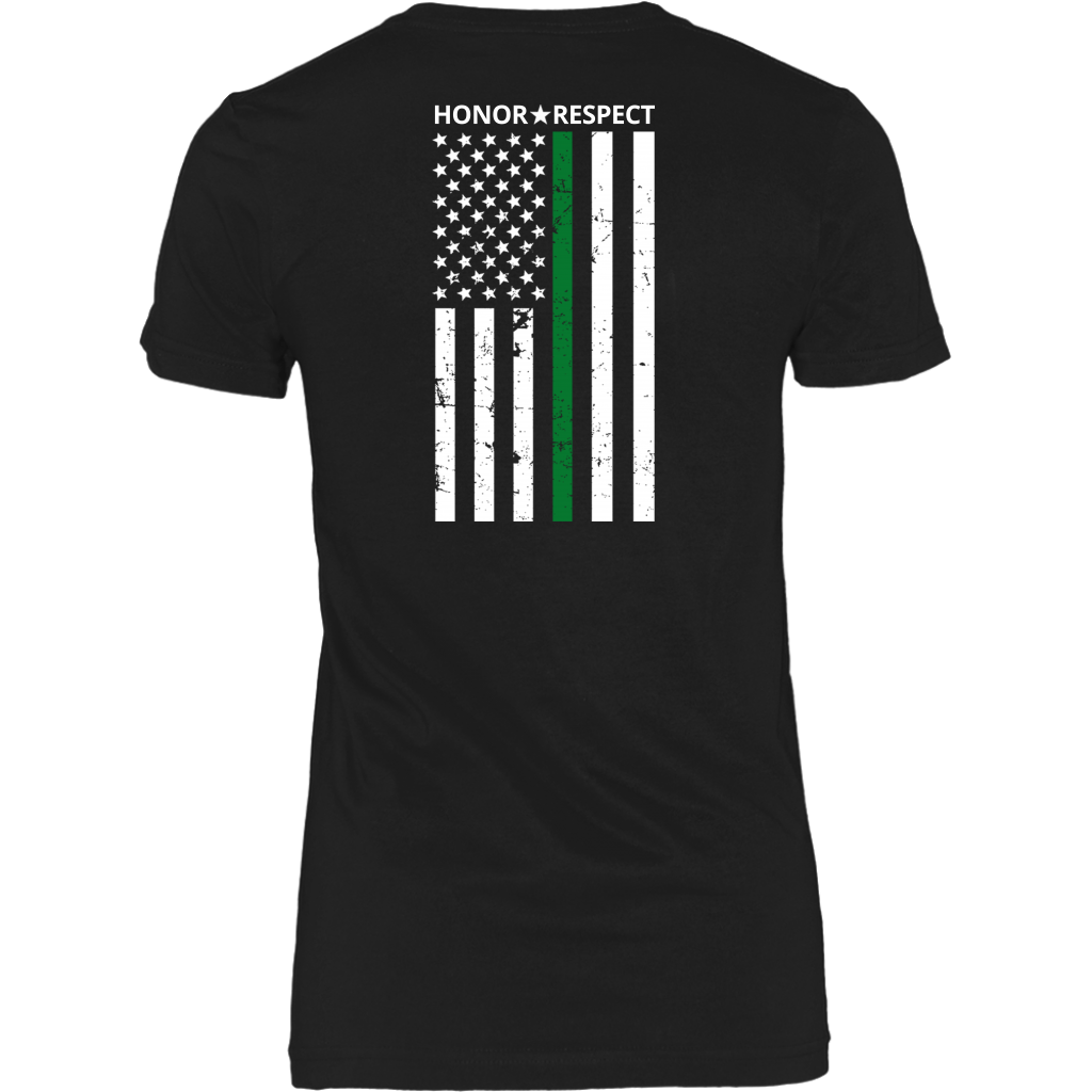 THIN GREEN LINE FLAG HONOR RESPECT SHIRTS AND HOODIES - Back design