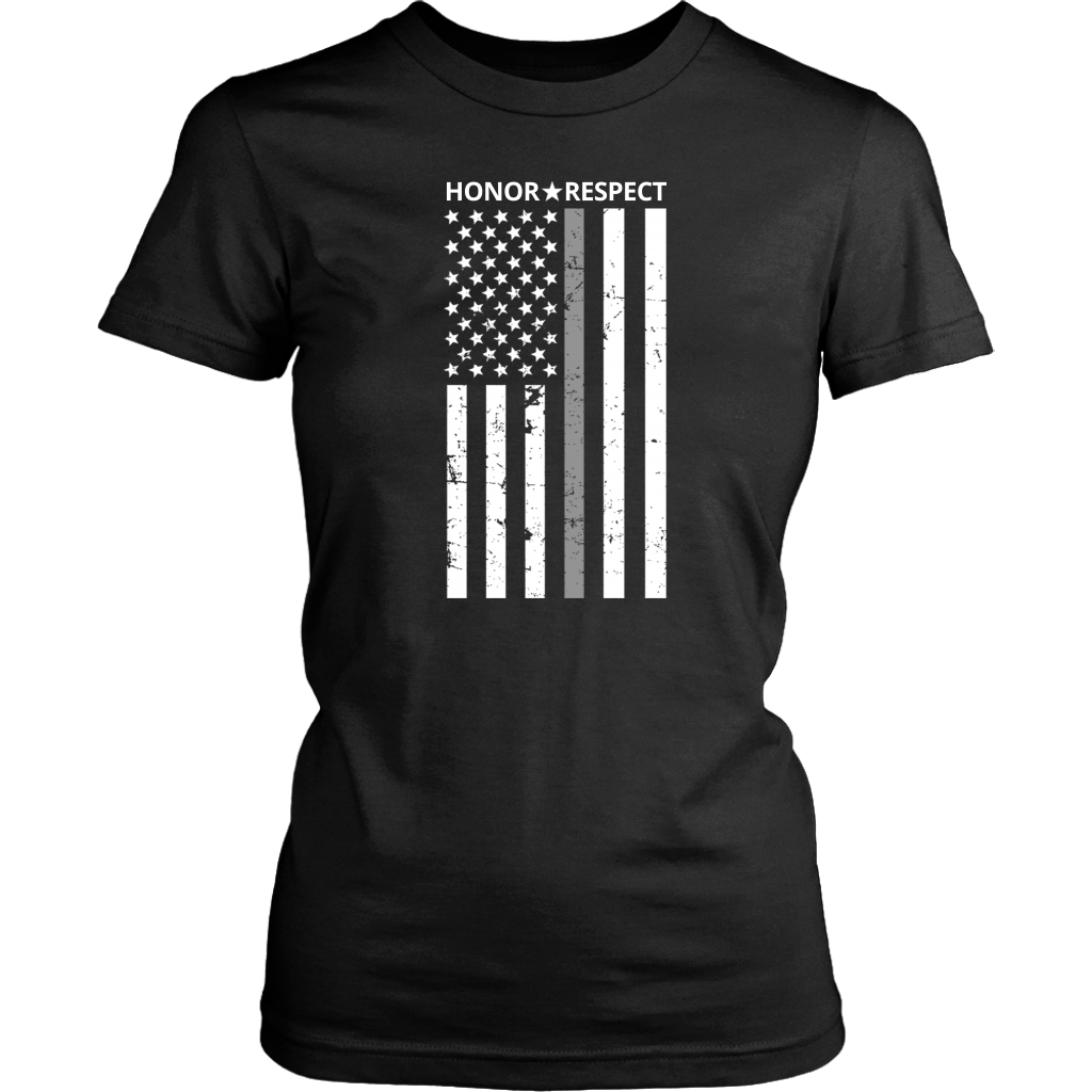 THIN SILVER LINE FLAG HONOR RESPECT SHIRTS AND HOODIES