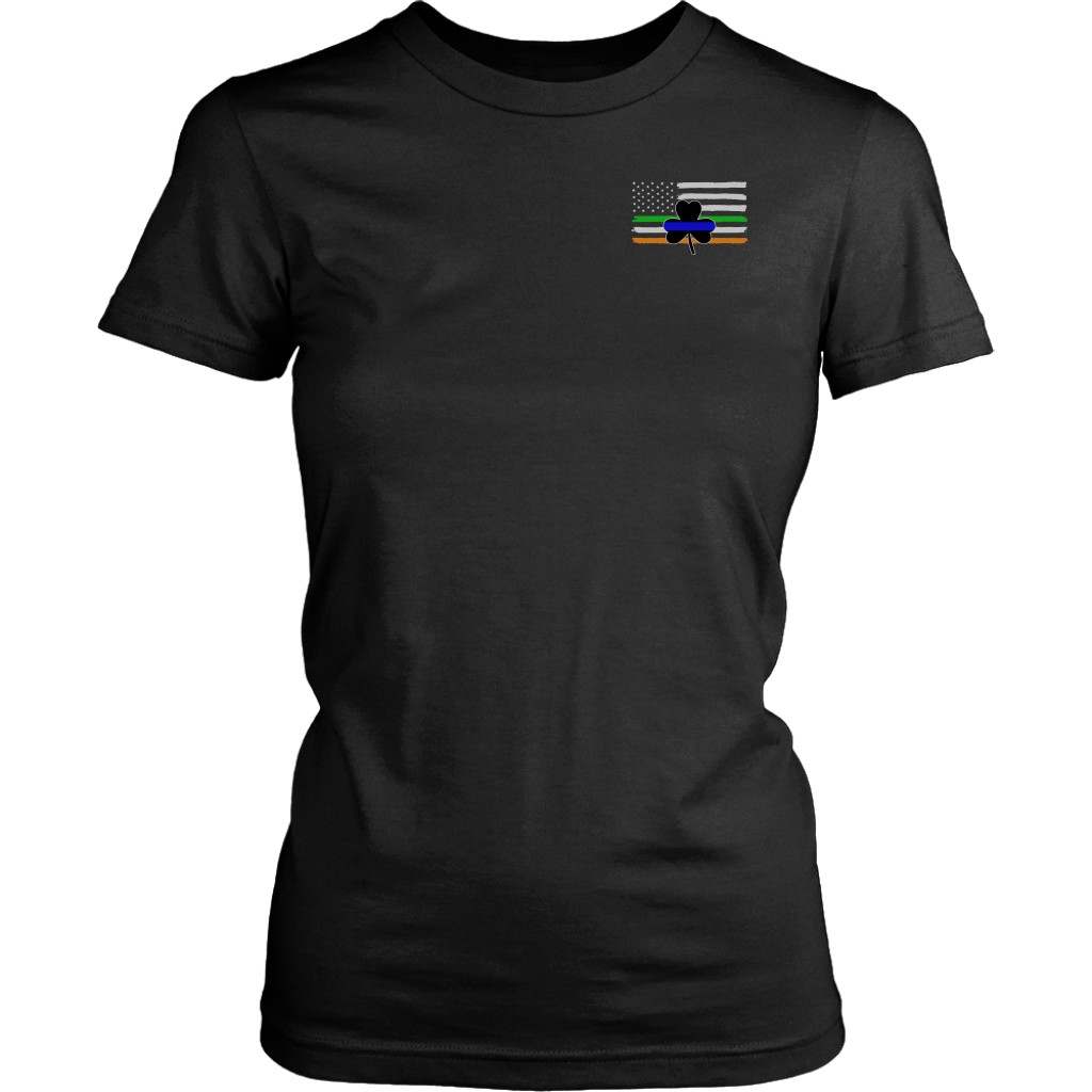 Thin Blue Line Shamrock Distress Irish Flag Shirts & Hoodies