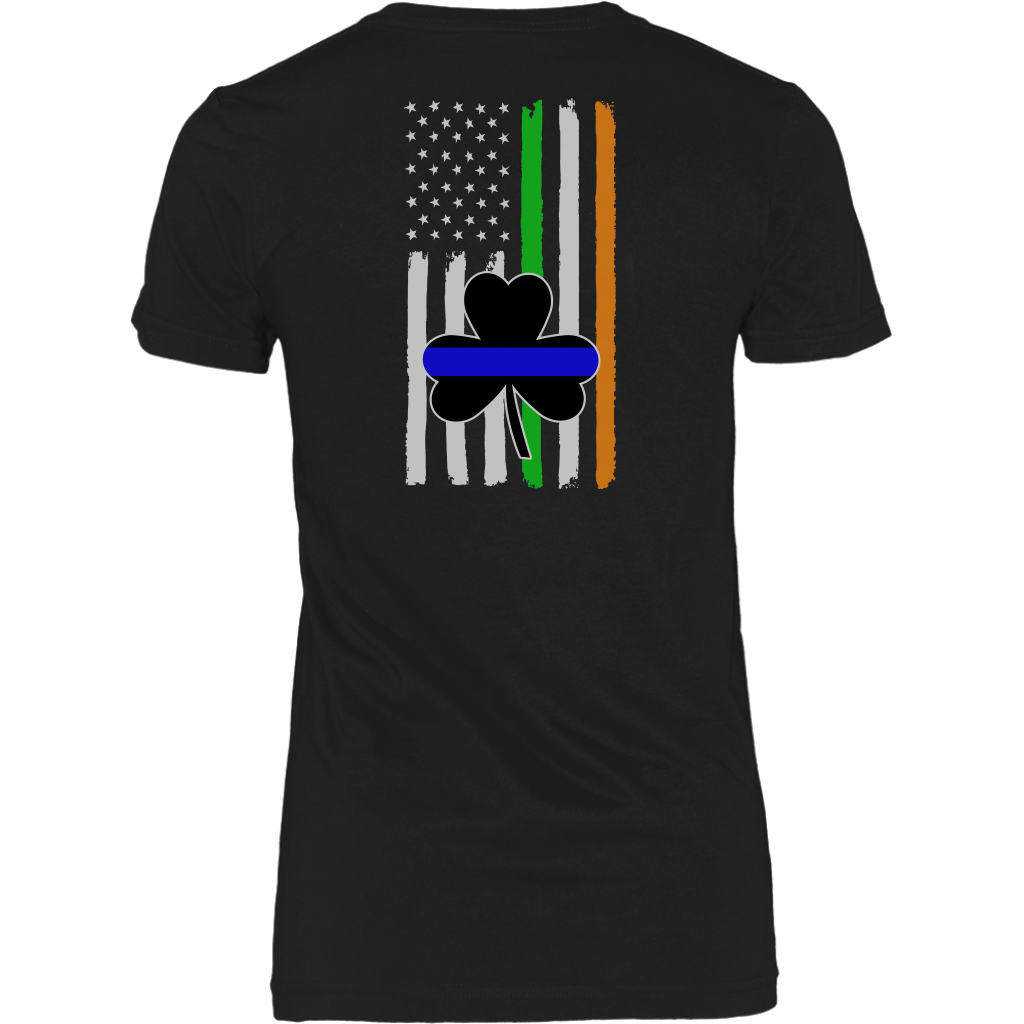 Thin Blue Line Shamrock Distress Irish Flag Shirts & Hoodies