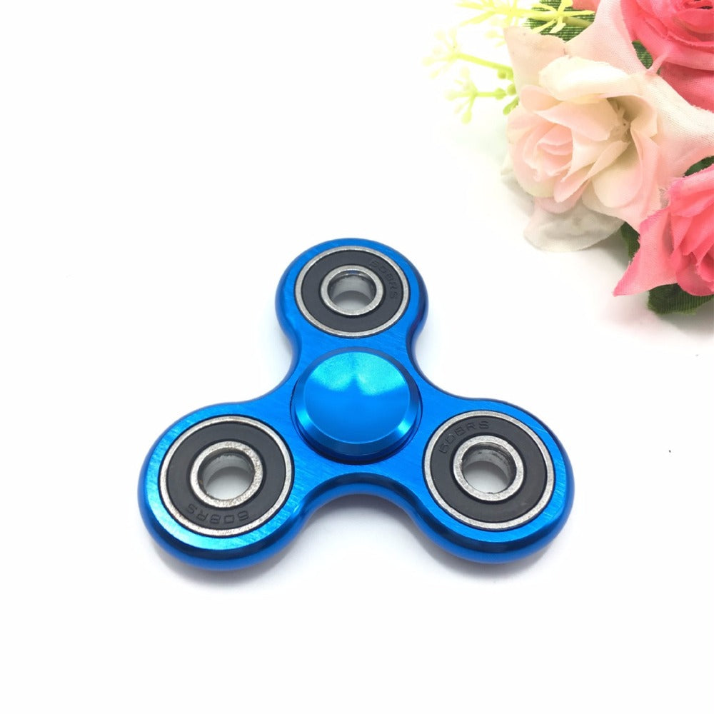 Metalic Blue Line Fidget Spinner