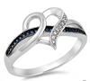 Sterling Silver Infinity Thin Blue Line Blue Sapphire Heart Ring