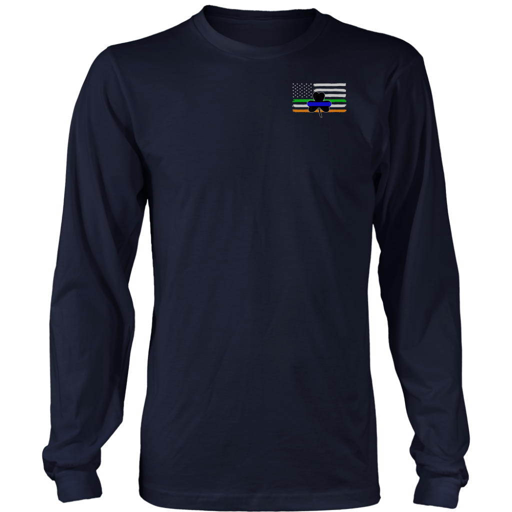 Thin Blue Line Shamrock Distress Irish Flag Shirts & Hoodies