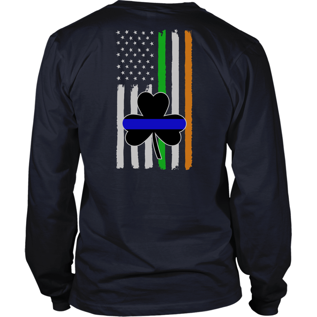 Thin Blue Line Shamrock Distress Irish Flag Shirts & Hoodies