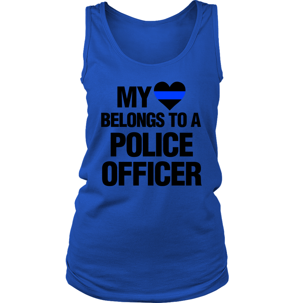 Women's My Heart Belongs To A Police Officer Tank Tops