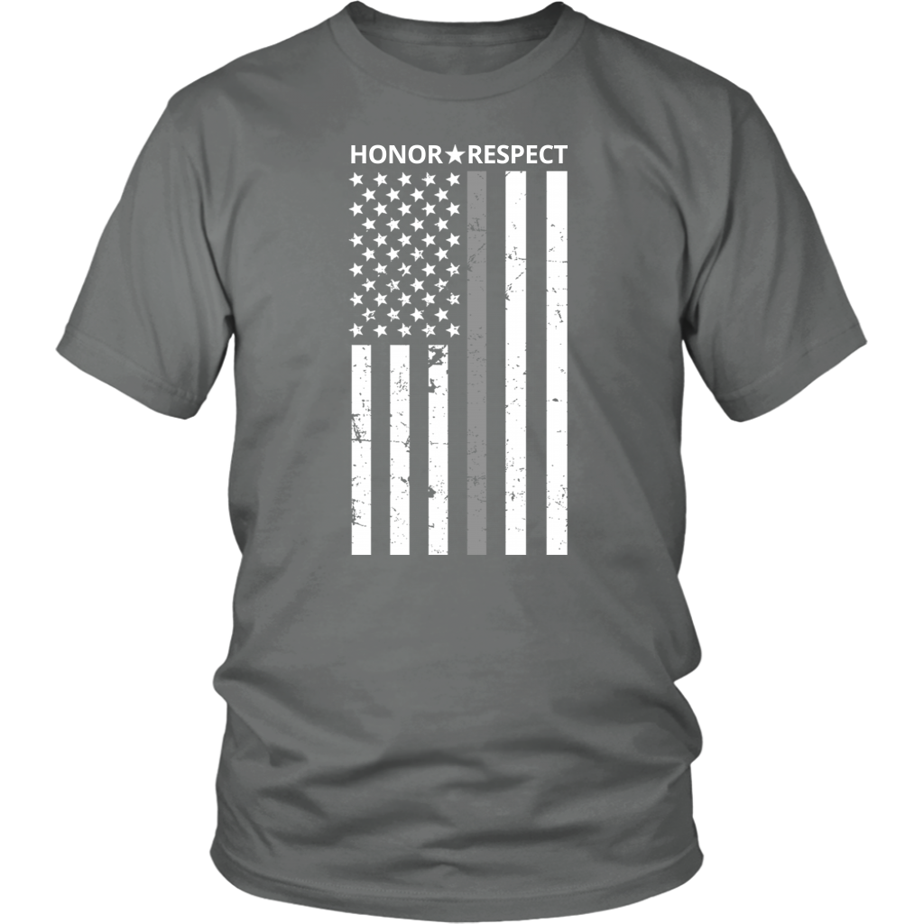 THIN SILVER LINE FLAG HONOR RESPECT SHIRTS AND HOODIES