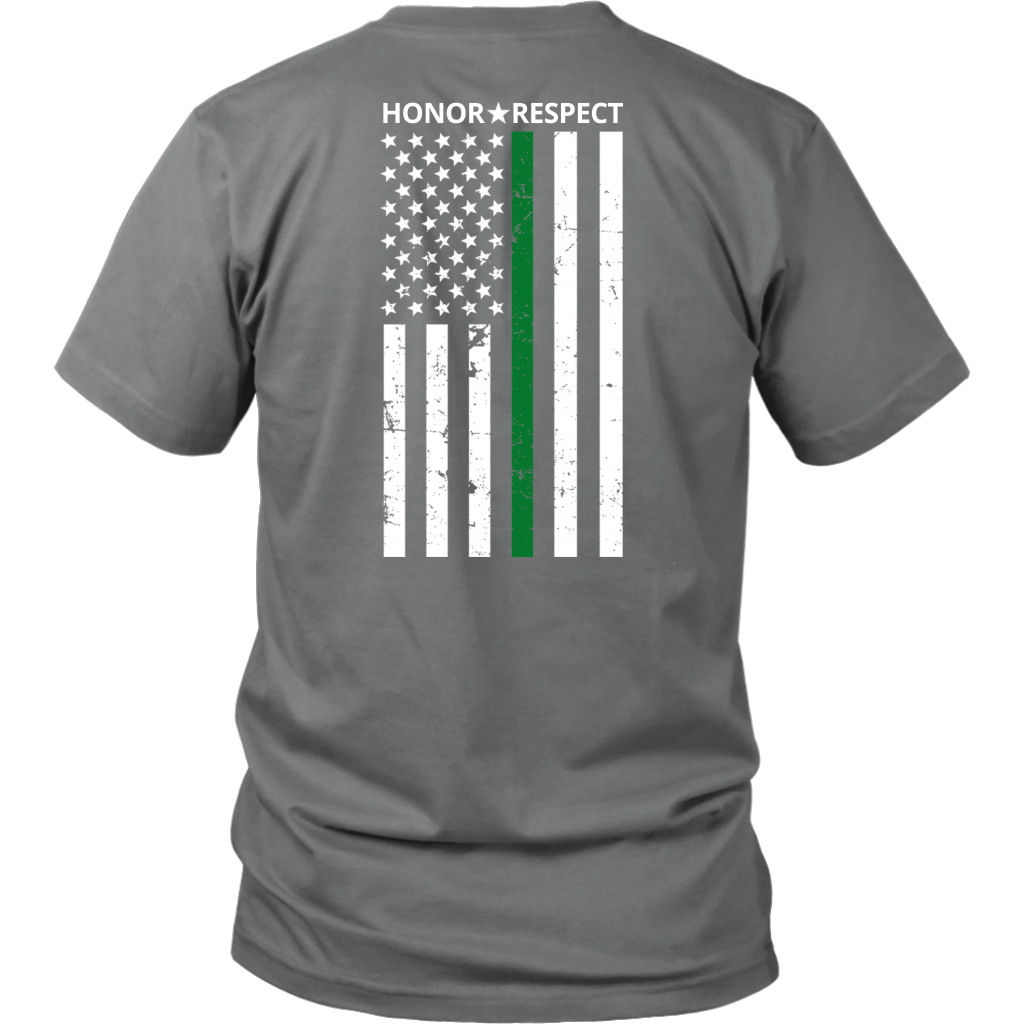 THIN GREEN LINE FLAG HONOR RESPECT SHIRTS AND HOODIES - Back design