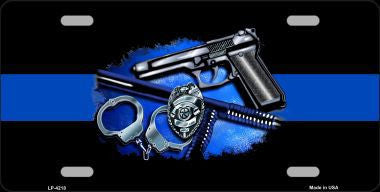 Police Accessories - Thin Blue Line Novelty Metal License Plate