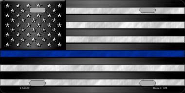 American Flag Thin Blue Line Metal License Plate