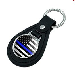 Steel Leather American Flag Keychain
