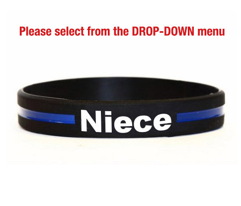Thin Blue Line Silicone Relatives and Friend Bracelets for Aunt, Uncle, Niece, Nephew and Friend