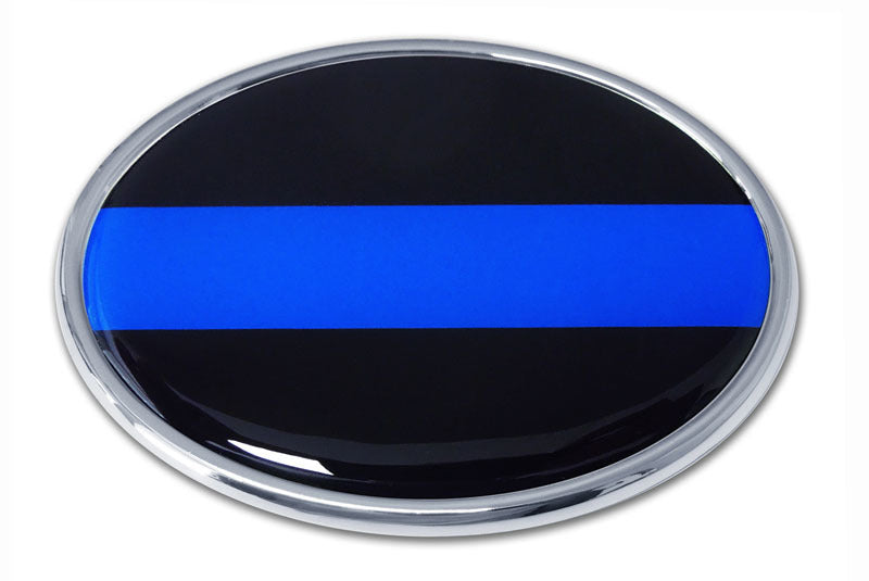 Thin Blue Line Chrome Auto Emblem