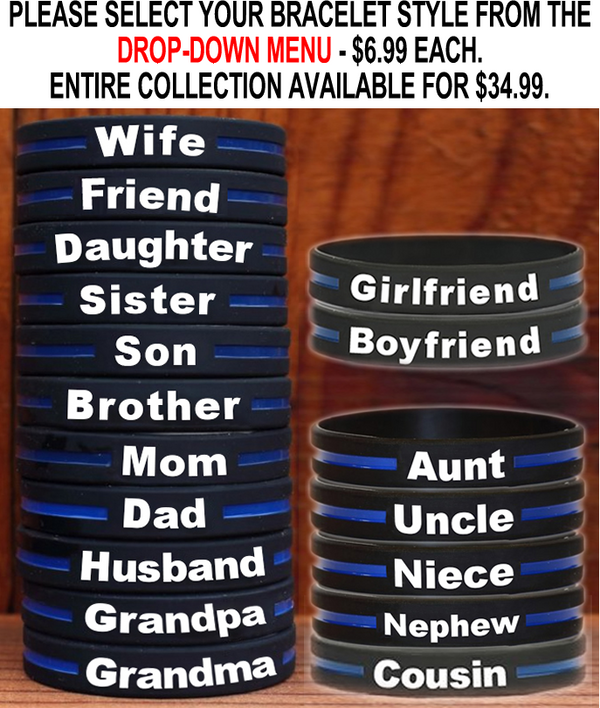 Thin blue line silicone bracelet discount