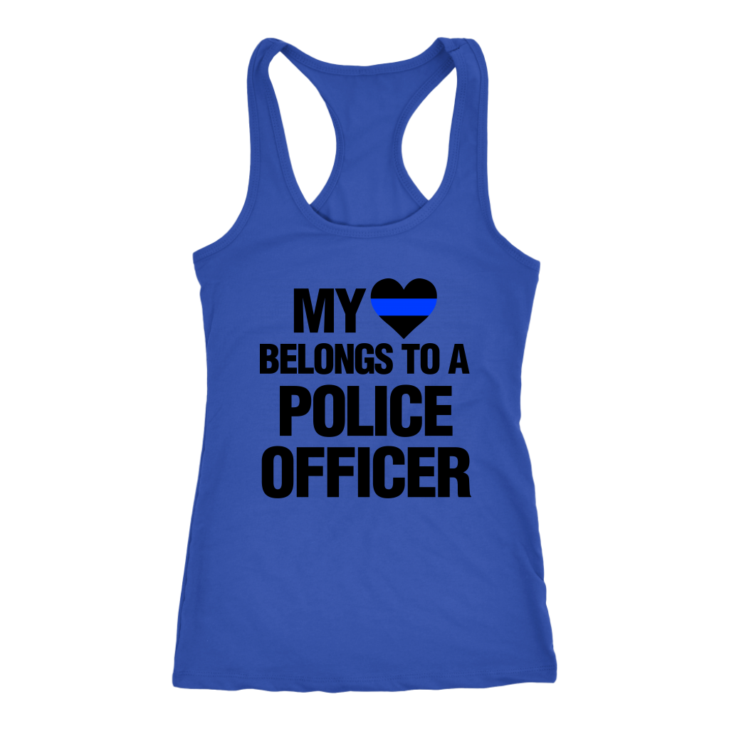 Women's My Heart Belongs To A Police Officer Tank Tops