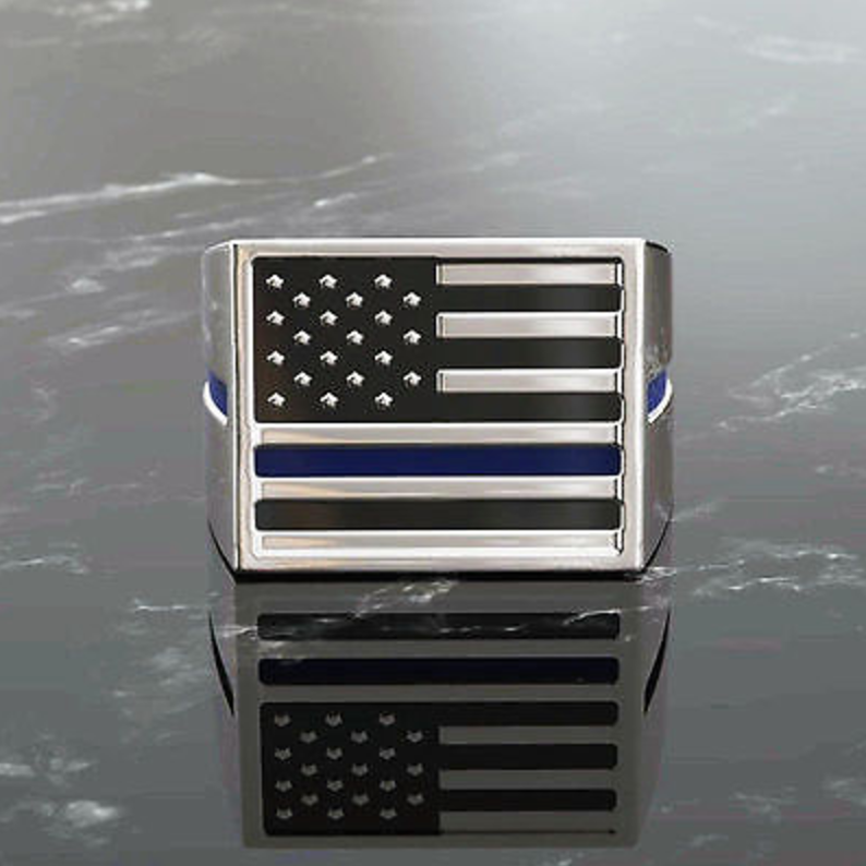 Thin Blue Line American Flag Ring