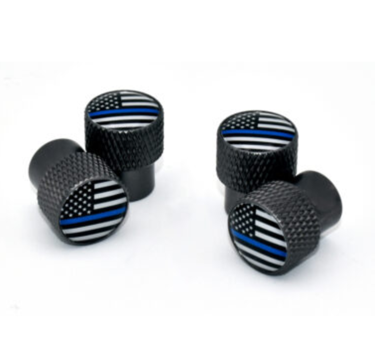 American Flag Thin Blue Line Valve Caps