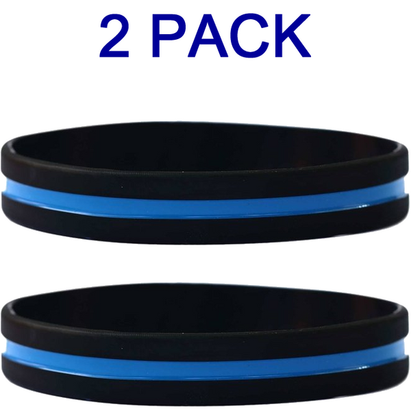 10 Pack of Thin Blue Line Blue Lives Matter Adult 8 Inch Elastic Silicone Rubber  Bracelets (Free Shipping)