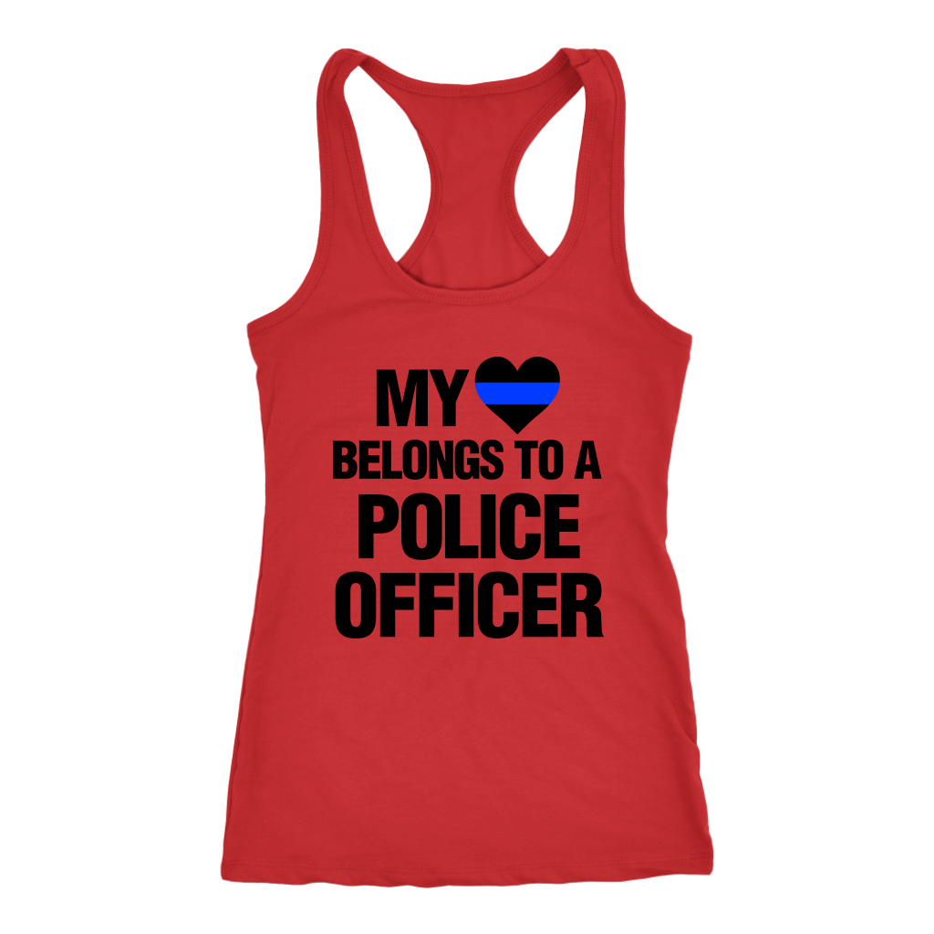 Women's My Heart Belongs To A Police Officer Tank Tops