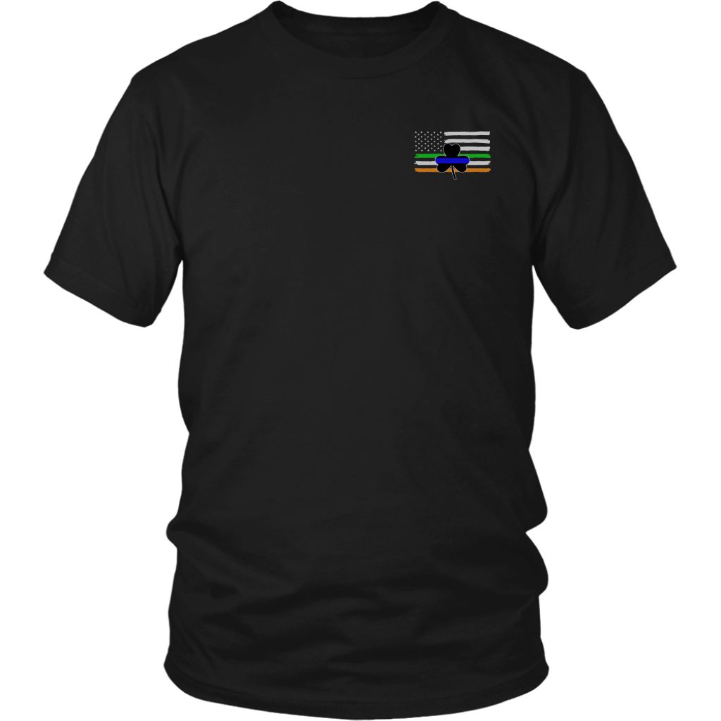 Thin Blue Line Shamrock Distress Irish Flag Shirts & Hoodies