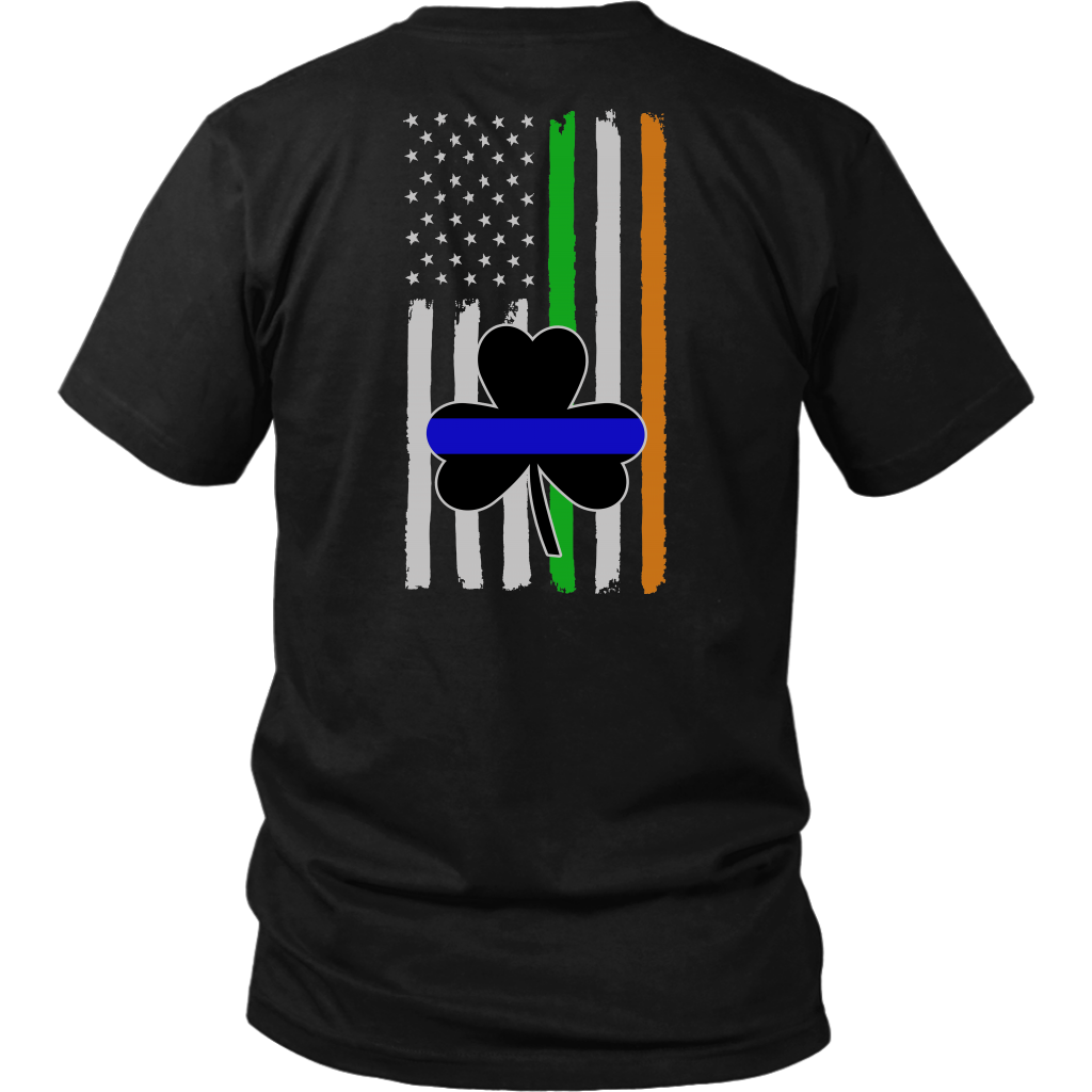 Thin Blue Line Shamrock Distress Irish Flag Shirts & Hoodies