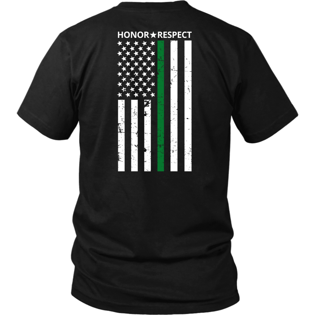 THIN GREEN LINE FLAG HONOR RESPECT SHIRTS AND HOODIES - Back design
