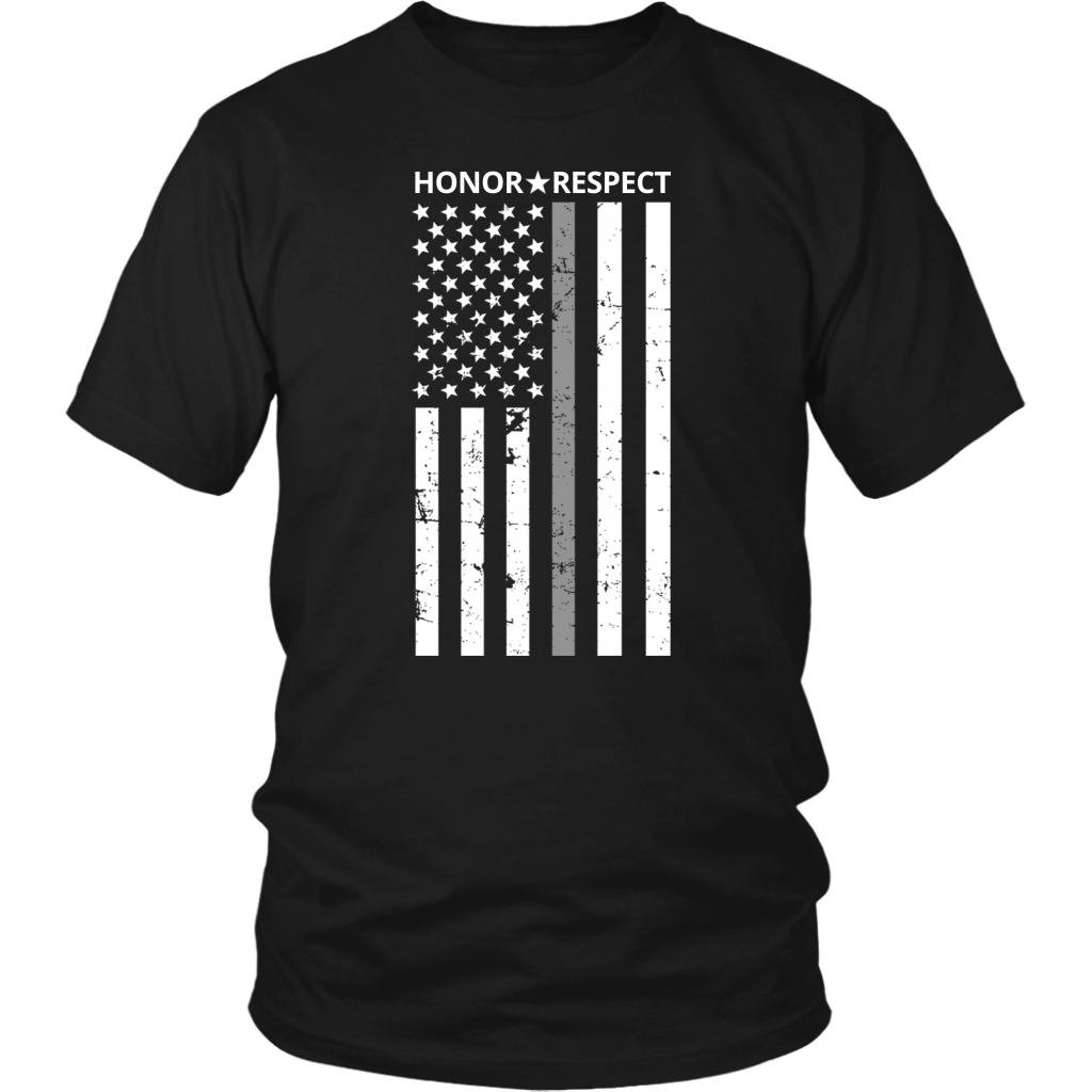 THIN SILVER LINE FLAG HONOR RESPECT SHIRTS AND HOODIES