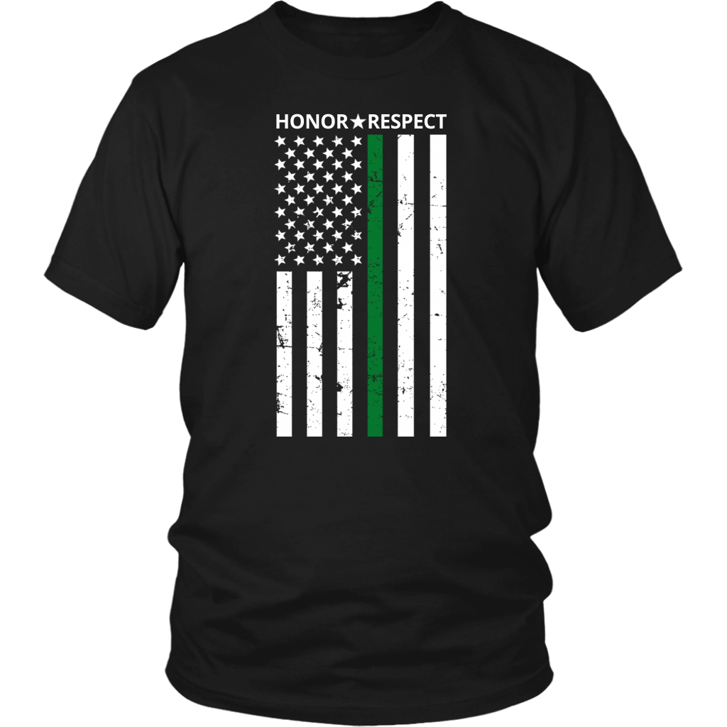 THIN GREEN LINE FLAG HONOR RESPECT SHIRTS AND HOODIES