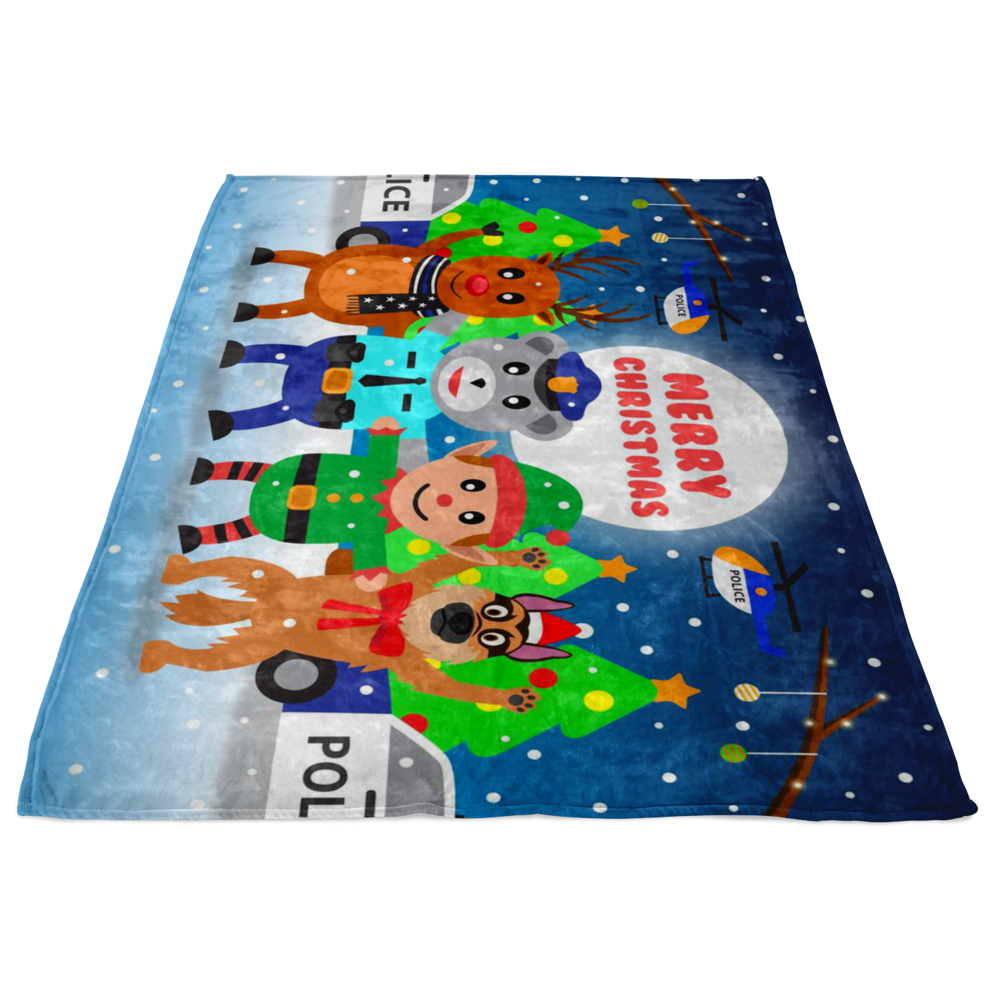 Police Santa Reindeer Christmas Blanket