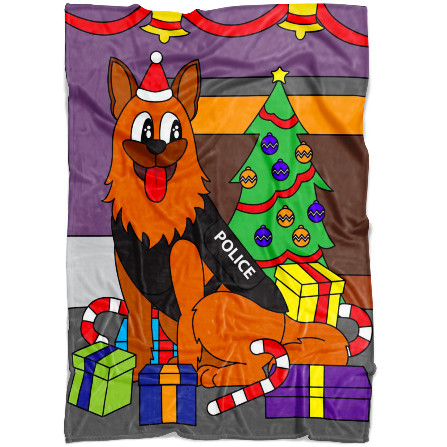Police Dog Christmas Blanket