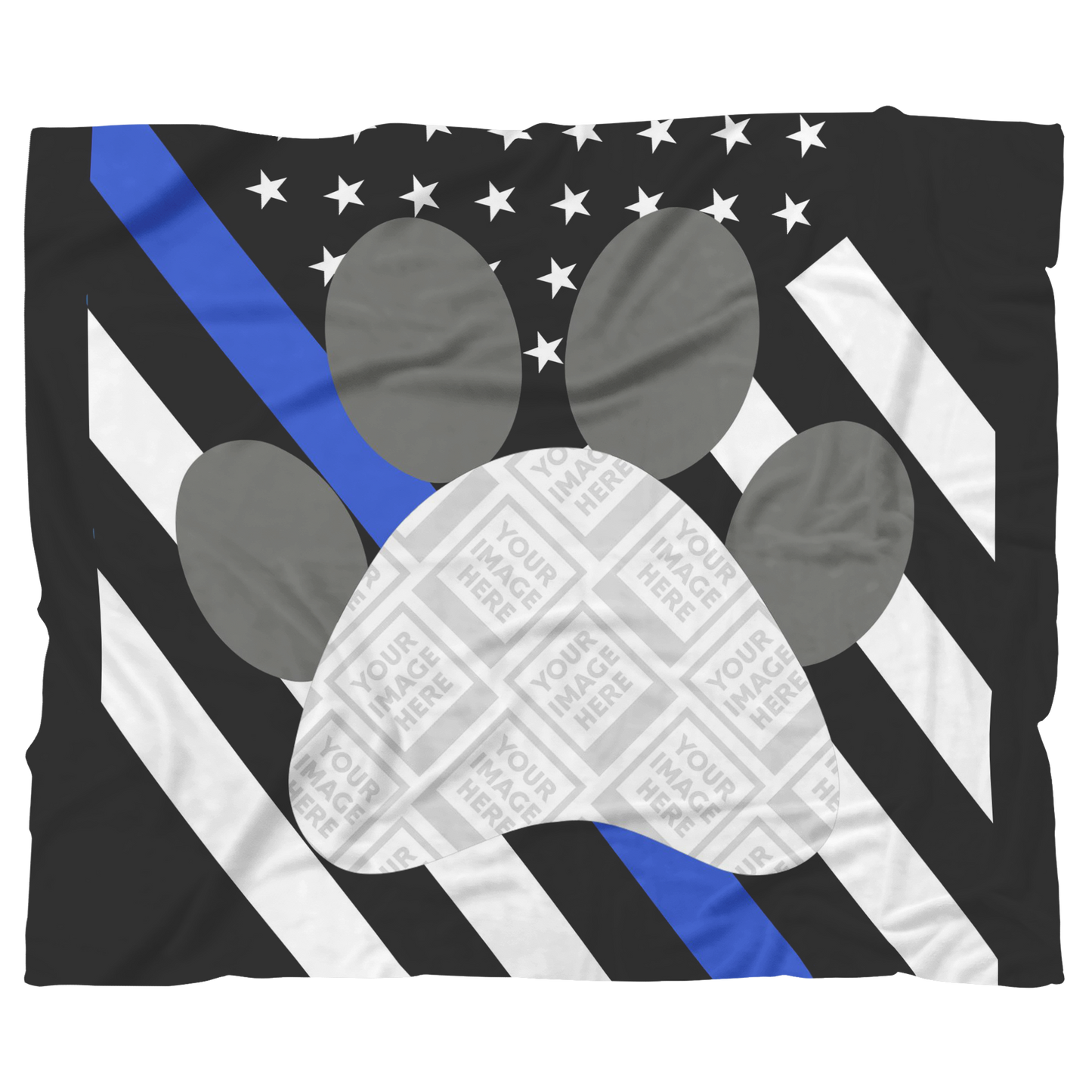 THIN BLUE LINE K9 FLAG PERSONALIZED PHOTO FRAME BLANKET