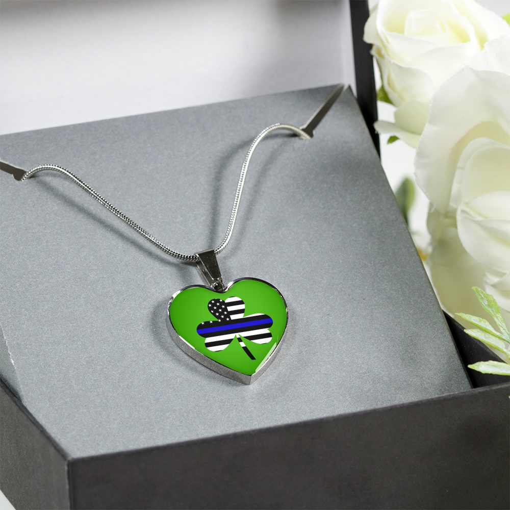 Shamrock Irish Thin Blue Line Flag Necklace or Bangle