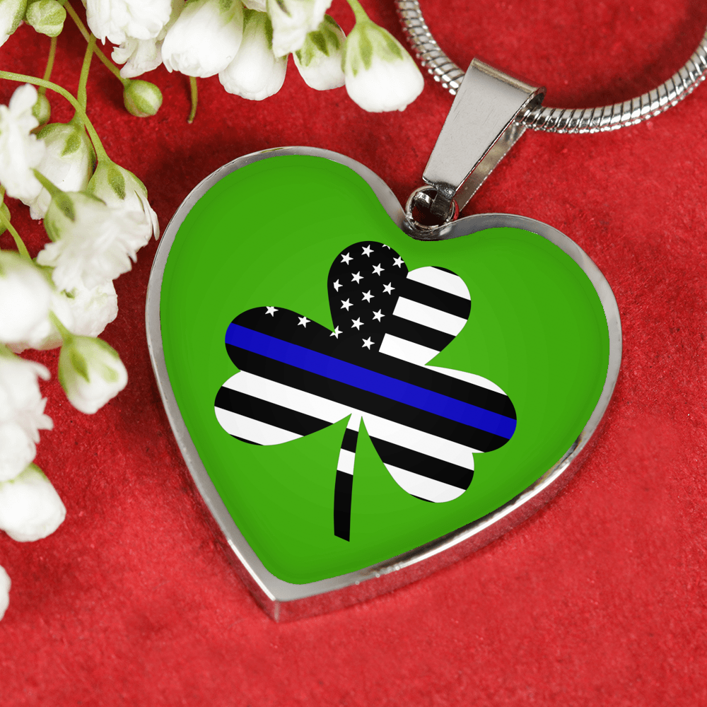 Shamrock Irish Thin Blue Line Flag Necklace or Bangle