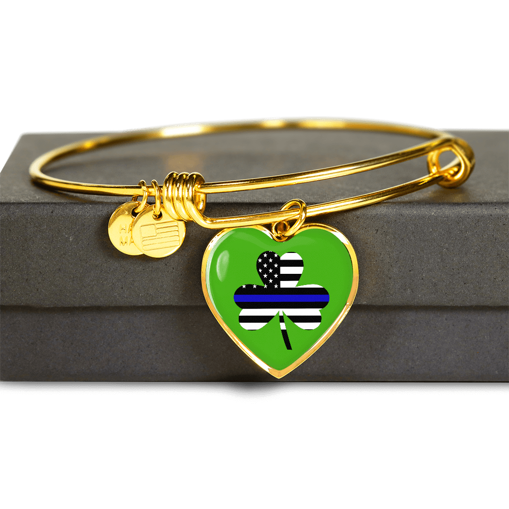 Shamrock Irish Thin Blue Line Flag Necklace or Bangle