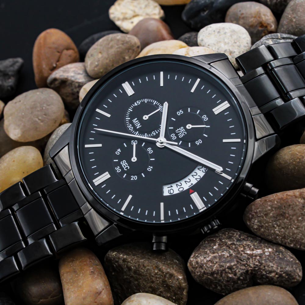 Engrave Your Own Law Enforcement or Blue Line Message In This Stunning Chronograph Watch