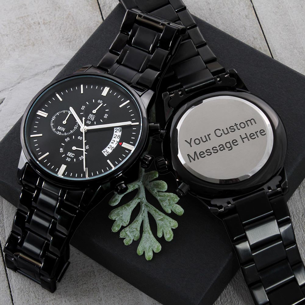 Engrave Your Own Law Enforcement or Blue Line Message In This Stunning Chronograph Watch