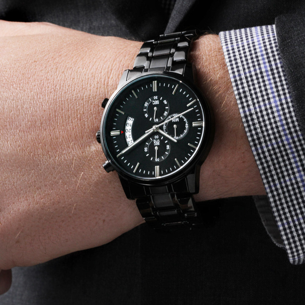 Engrave Your Own Law Enforcement or Blue Line Message In This Stunning Chronograph Watch