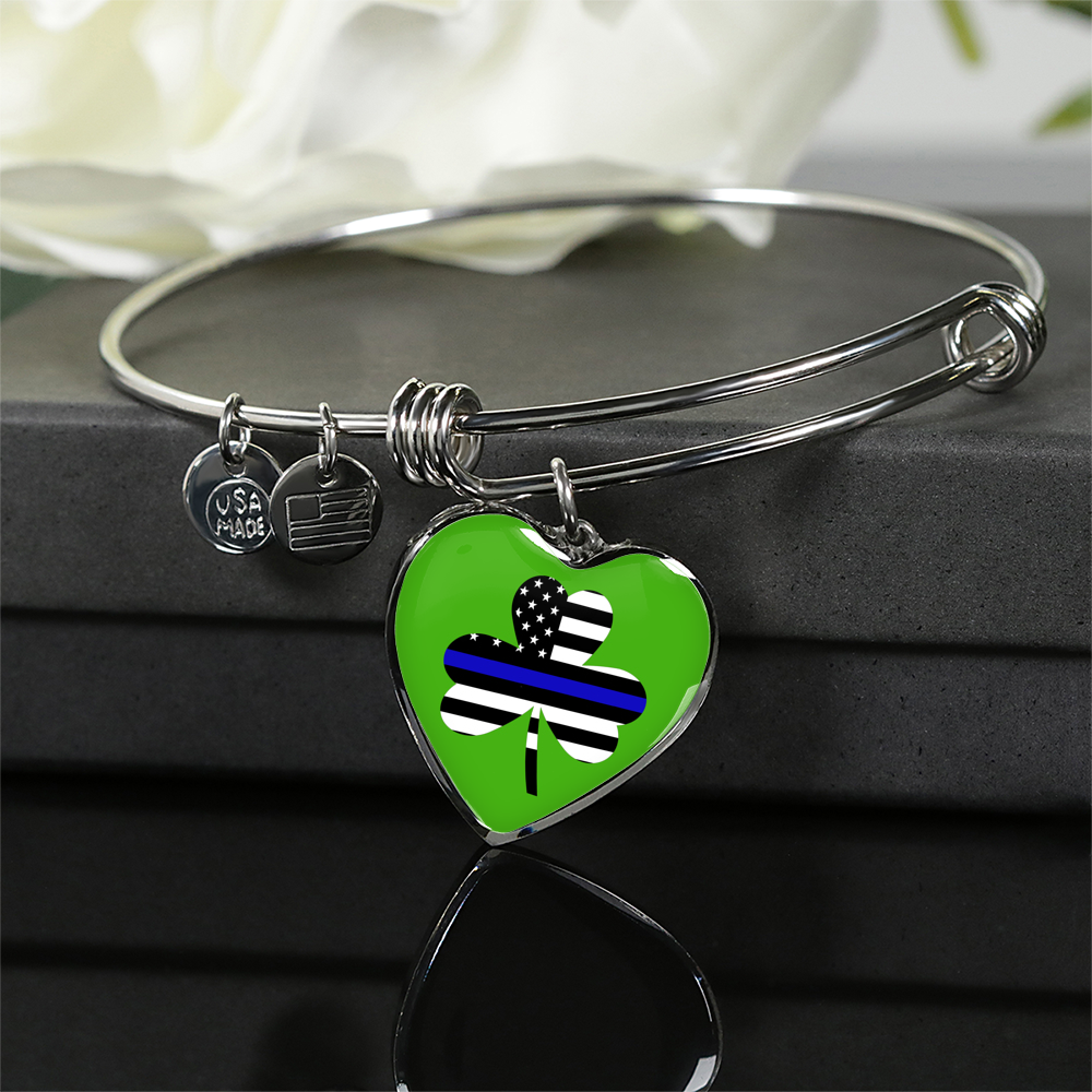 Shamrock Irish Thin Blue Line Flag Necklace or Bangle