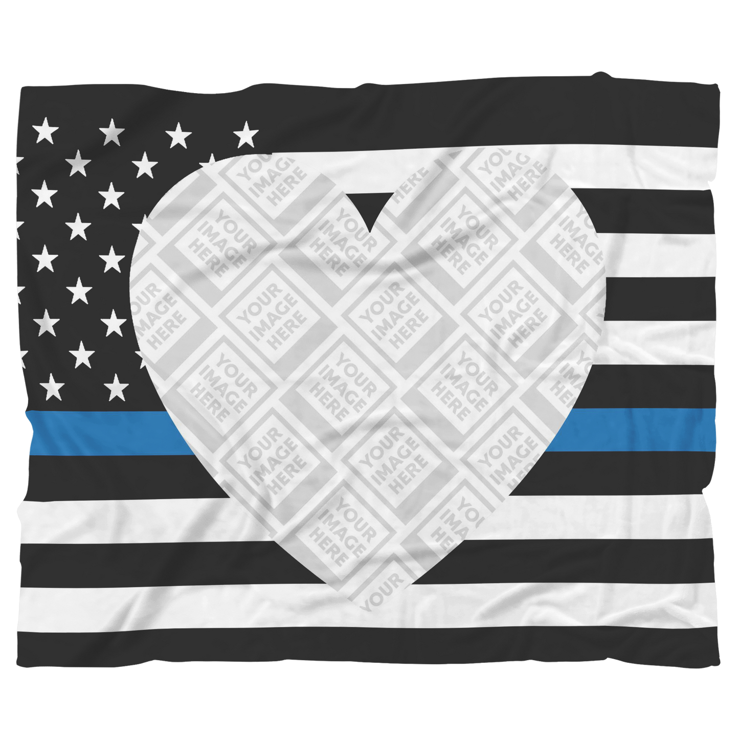 THIN BLUE LINE Heart Flag Personalized Blanket FRAME