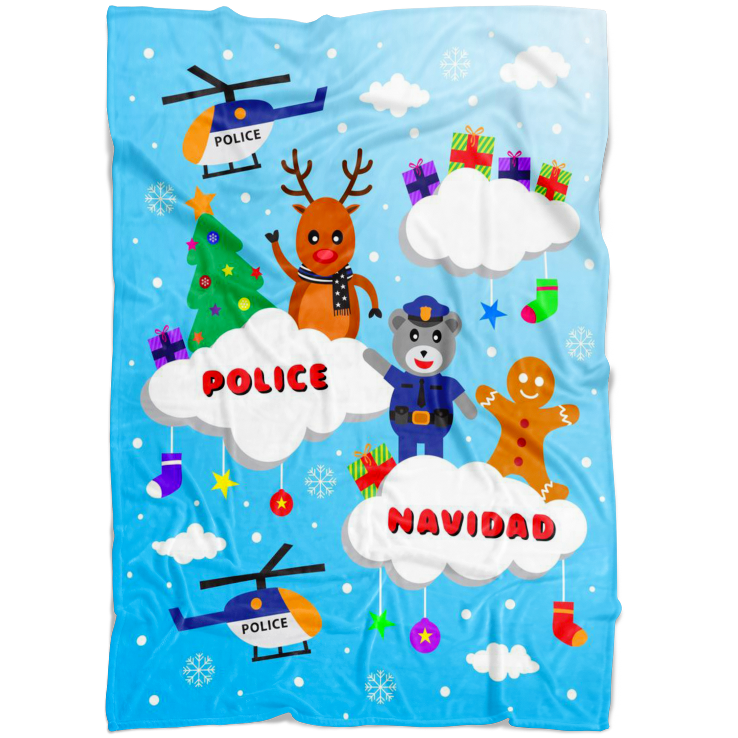 Police Navidad Christmas Blanket