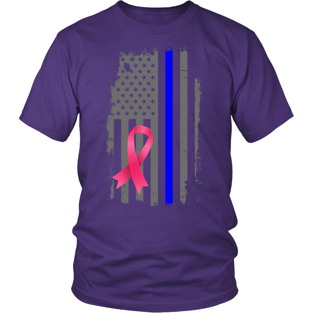 Breast Cancer Awareness Thin Blue Line Flag Shirt