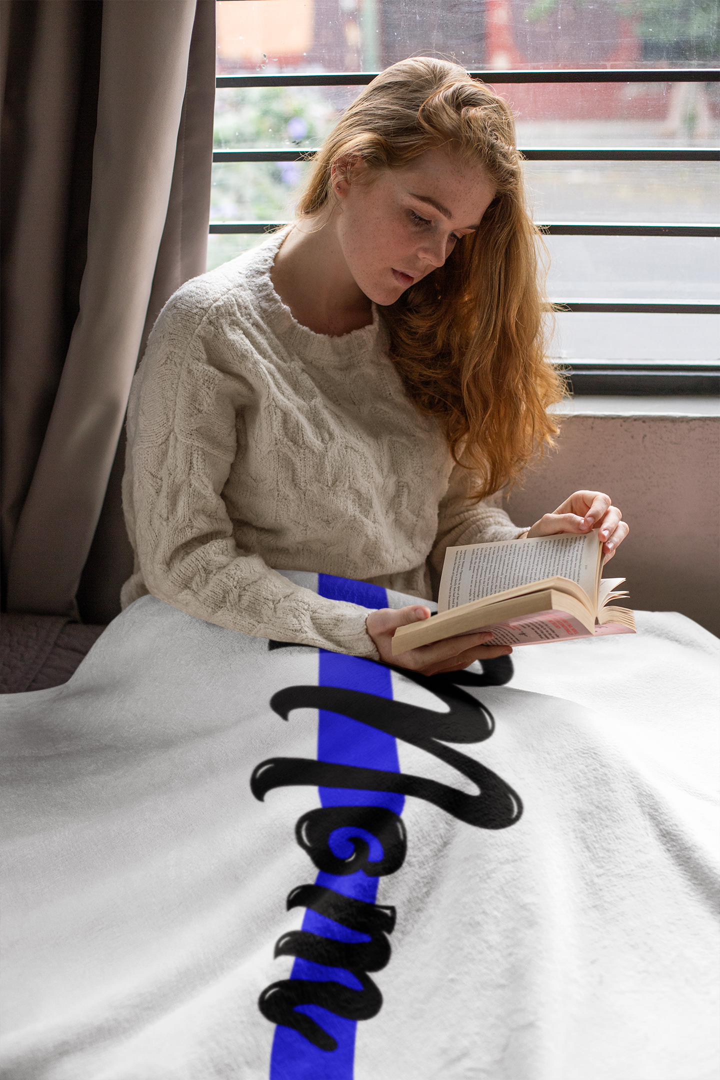 Mom - Thin Blue Line Blanket - White