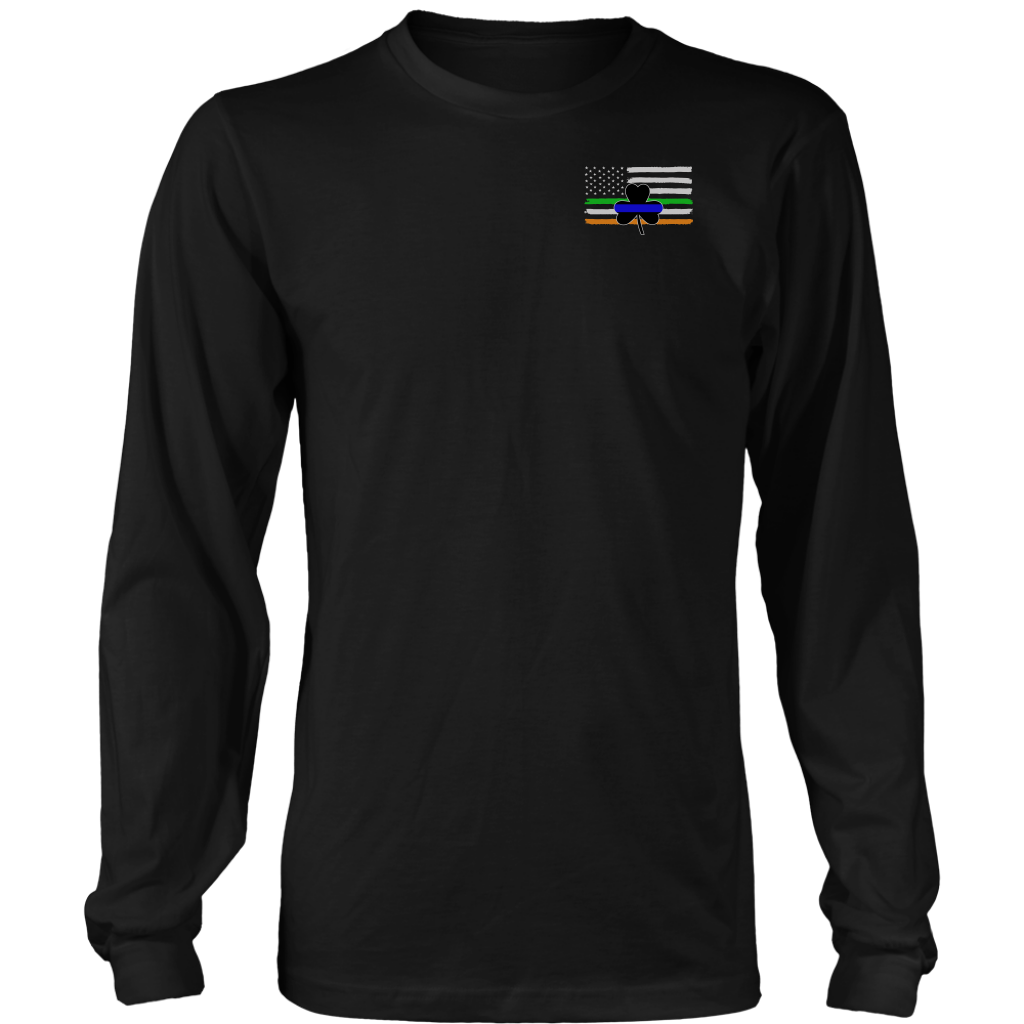 Thin Blue Line Shamrock Distress Irish Flag Shirts & Hoodies