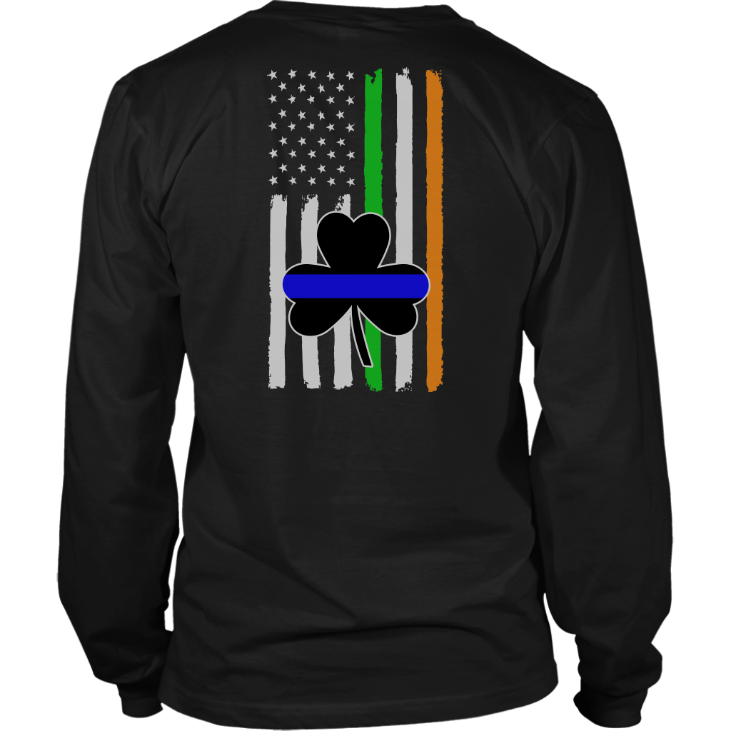 Thin Blue Line Shamrock Distress Irish Flag Shirts & Hoodies