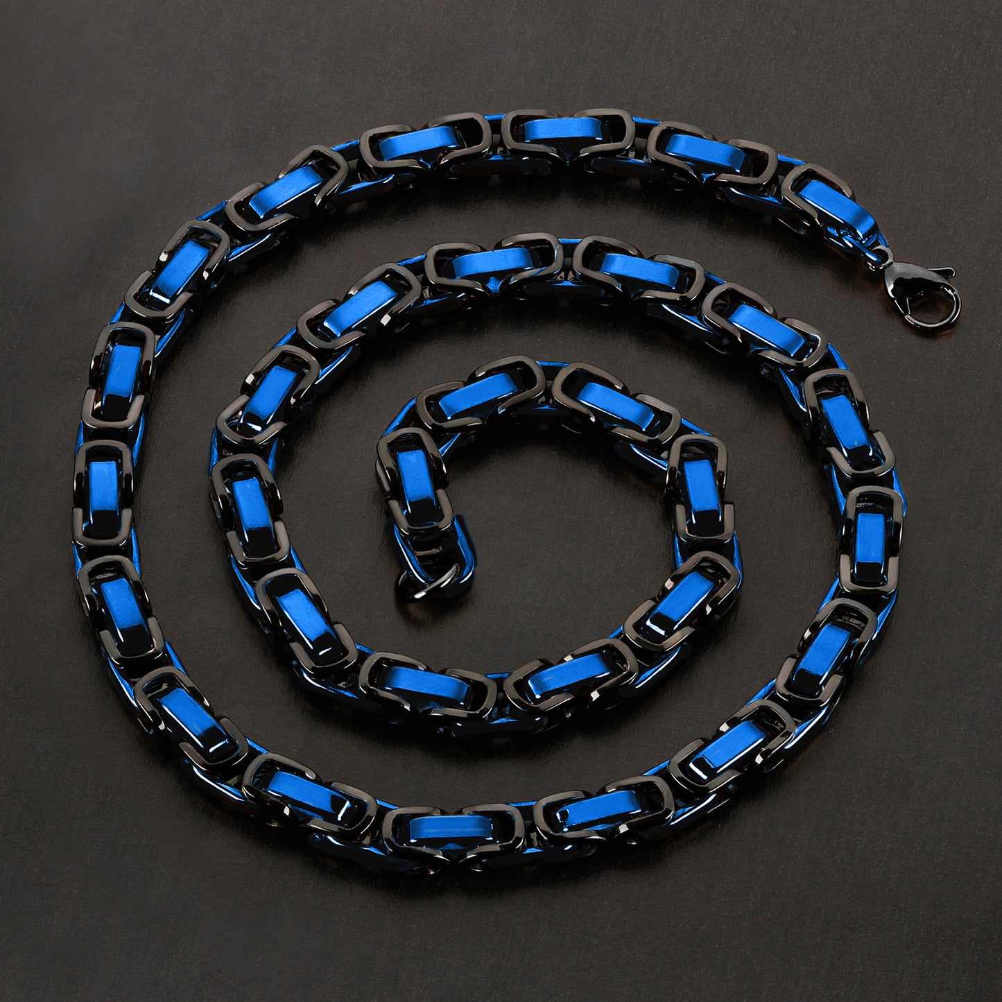 High-End Black and Blue Ion Plated Stainless Steel Necklace Chain