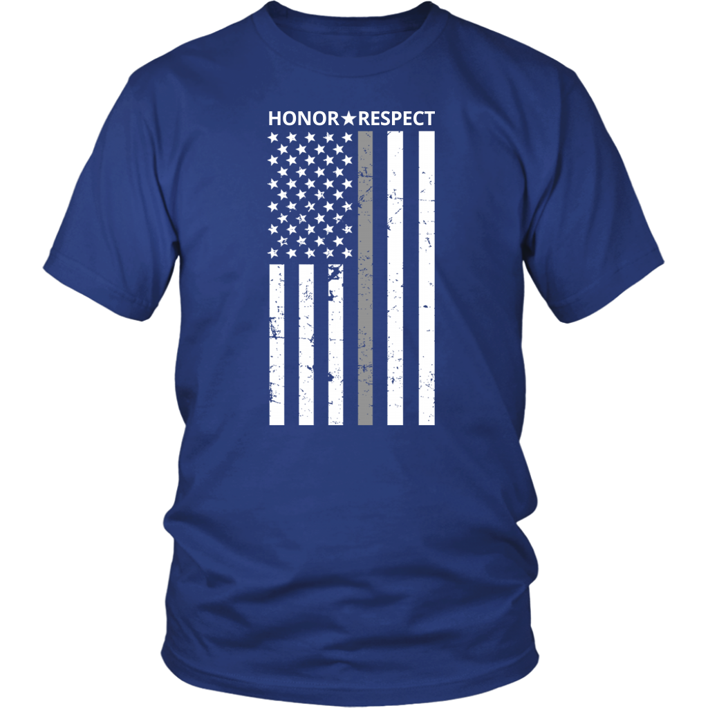 THIN SILVER LINE FLAG HONOR RESPECT SHIRTS AND HOODIES