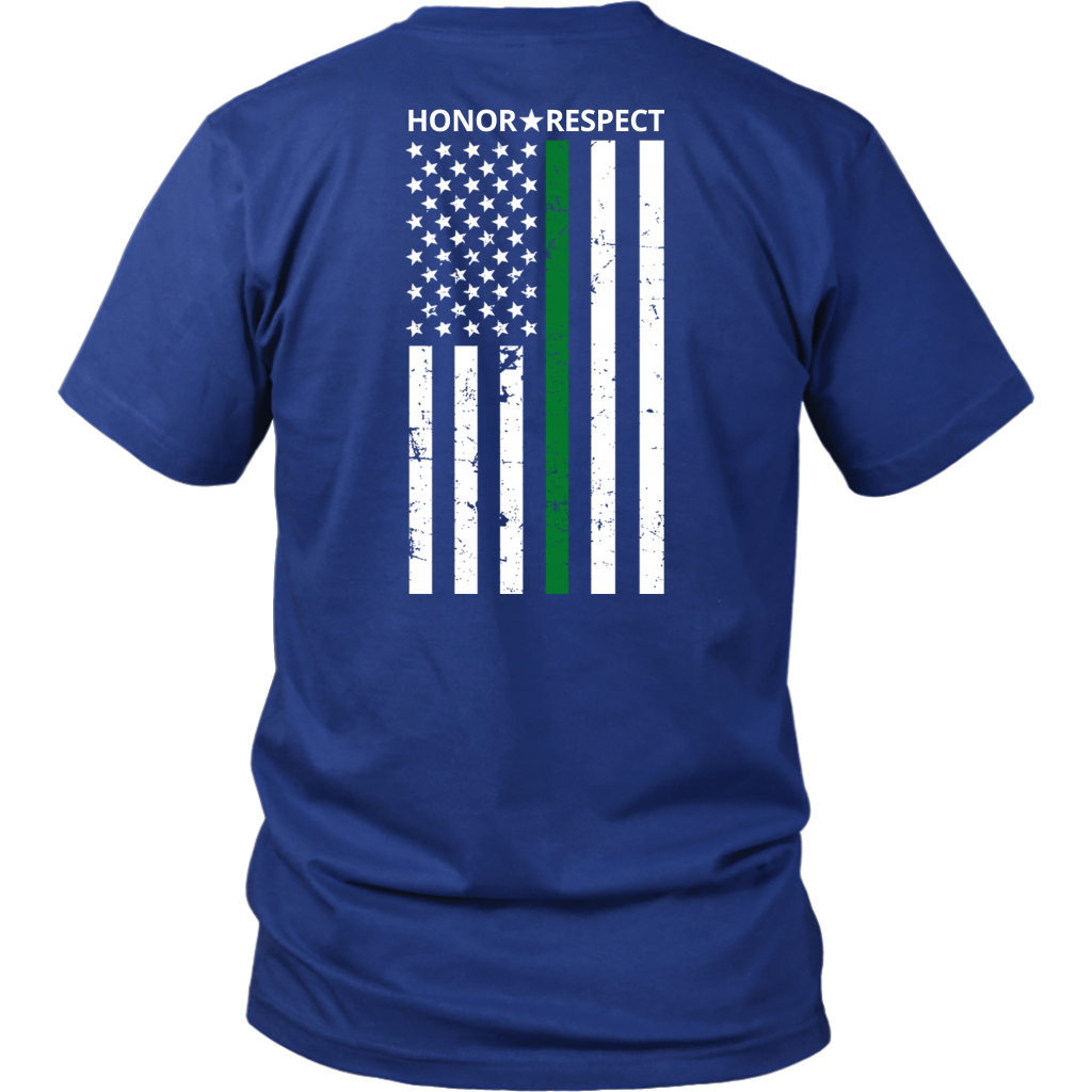 THIN GREEN LINE FLAG HONOR RESPECT SHIRTS AND HOODIES - Back design